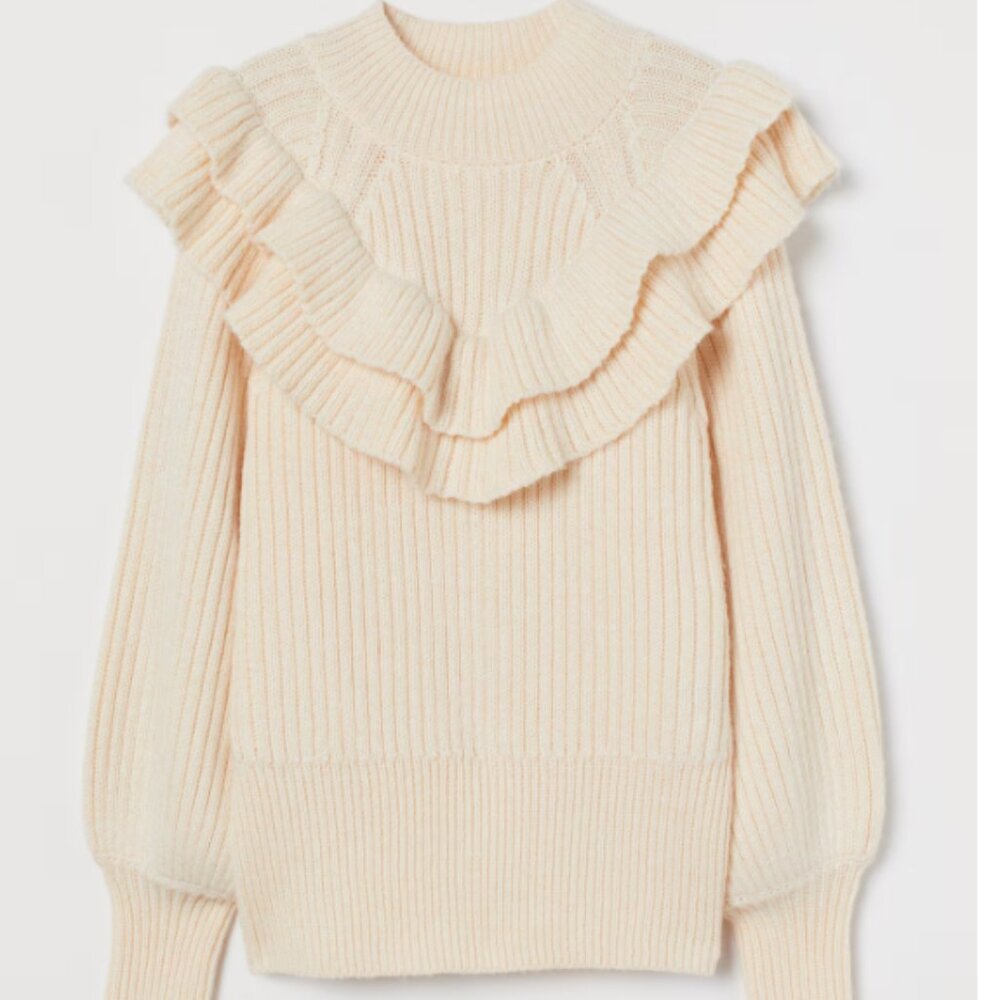 NWT H&M Flounced Rib-Knit Sweater